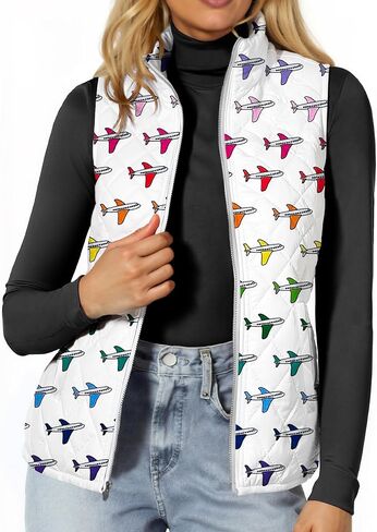 Sheshow Puffer Vest Women Funny Print Lightweight Up Slicfeless Quilted Sceed Stack in Saudi Arabia