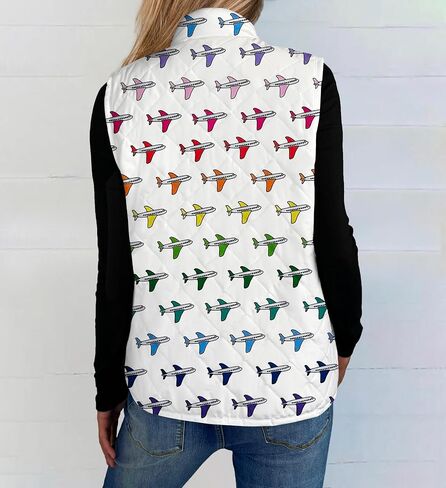 Sheshow Puffer Vest Women Funny Print Lightweight Up Slicfeless Quilted Sceed Stack in Saudi Arabia