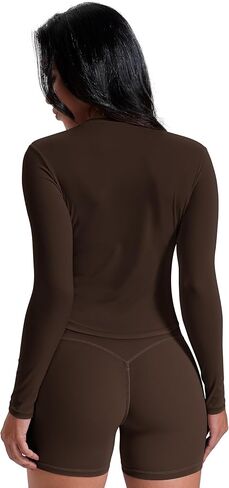 AVGO Workout Shirts for Women Slim Fit Long Sleeve Crop Tops Gym Shirt Running Breathable Athletic Clothes in Kuwait