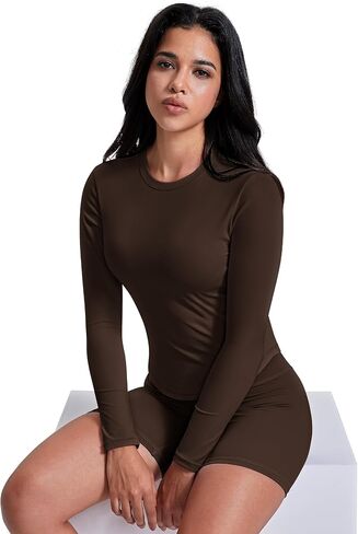AVGO Workout Shirts for Women Slim Fit Long Sleeve Crop Tops Gym Shirt Running Breathable Athletic Clothes in Kuwait