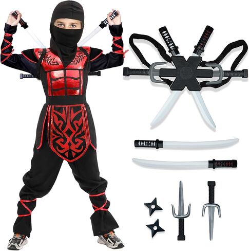 digi Kids Halloween Ninja Costume for Boys,Golden Ninja Costume Set with Ninja Toys,Halloween Costumes for Kids in Saudi Arabia