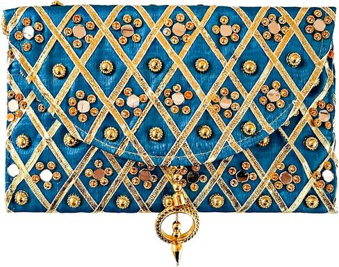 Handmade Indian Purse Wallet Clutch Traditional Ethnic Mirror Work Wedding Shaagun Money Envelope for Celebrations Events Return Gifts (Red) in Kuwait