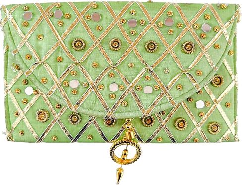 Handmade Indian Purse Wallet Clutch Traditional Ethnic Mirror Work Wedding Shaagun Money Envelope for Celebrations Events Return Gifts (Red) in Kuwait