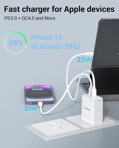 كتلة شاحن USB C بقدرة 65 وات، شاحن حائط 3 منافذ GaN قابل للطي من النوع C، شحن سريع لأجهزة MacBook Pro/Air، iPad Pro/Air، iPhone 15/15 Pro/15 Pro Max، لهاتف Samsung Galaxy S24/S23، أبيض in Kuwait