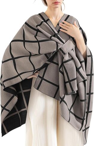fauson Shawl Wraps for Women - Open Front Ponchos for Women for Fall Winter Pashmina Scarf in Kuwait