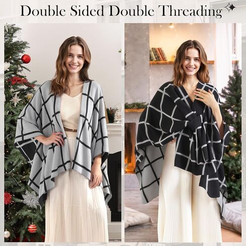fauson Shawl Wraps for Women - Open Front Ponchos for Women for Fall Winter Pashmina Scarf in Kuwait