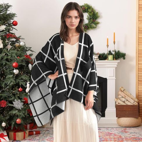 fauson Shawl Wraps for Women - Open Front Ponchos for Women for Fall Winter Pashmina Scarf in Kuwait