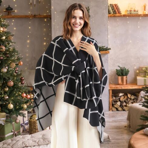fauson Shawl Wraps for Women - Open Front Ponchos for Women for Fall Winter Pashmina Scarf in Kuwait
