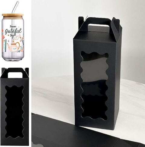 20 Pcs Tumbler Gift Boxes with Handle for Sublimation Glass Exhibition Boxes, Transparent Gift Box for 20oz & 30oz Drinking Glasses Jars Sublimation Glass Can Blanks,9.8 x 3.35 x 3.35 In (Laser) in Saudi Arabia