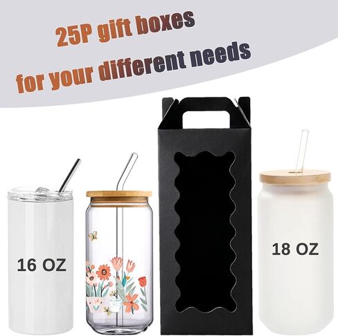20 Pcs Tumbler Gift Boxes with Handle for Sublimation Glass Exhibition Boxes, Transparent Gift Box for 20oz & 30oz Drinking Glasses Jars Sublimation Glass Can Blanks,9.8 x 3.35 x 3.35 In (Laser) in Saudi Arabia