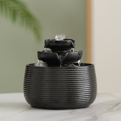 Outdoor and Indoor Water Feature Fountain Waterfall Tabletop Desktop mini Ceramic Garden Fountain (White A170) in Kuwait