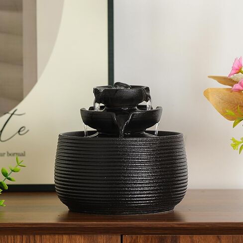 Outdoor and Indoor Water Feature Fountain Waterfall Tabletop Desktop mini Ceramic Garden Fountain (White A170) in Kuwait