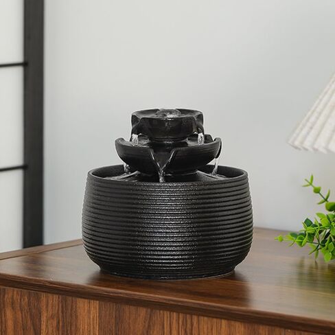 Outdoor and Indoor Water Feature Fountain Waterfall Tabletop Desktop mini Ceramic Garden Fountain (White A170) in Kuwait