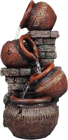 Indoor Desktop Fountain with Led Light - Layered Rock Waterfall Fountain, 13.77 x 5.9 x 5.9 inches, Silent Tabletop Water Feature Decor for Relaxation in Saudi Arabia