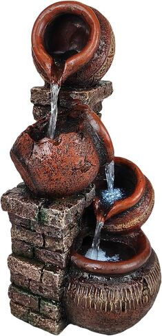 Indoor Desktop Fountain with Led Light - Layered Rock Waterfall Fountain, 13.77 x 5.9 x 5.9 inches, Silent Tabletop Water Feature Decor for Relaxation in Saudi Arabia