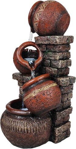 Indoor Desktop Fountain with Led Light - Layered Rock Waterfall Fountain, 13.77 x 5.9 x 5.9 inches, Silent Tabletop Water Feature Decor for Relaxation in Saudi Arabia