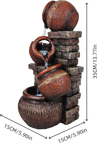 Indoor Desktop Fountain with Led Light - Layered Rock Waterfall Fountain, 13.77 x 5.9 x 5.9 inches, Silent Tabletop Water Feature Decor for Relaxation in Saudi Arabia