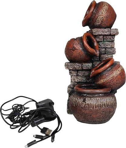 Indoor Desktop Fountain with Led Light - Layered Rock Waterfall Fountain, 13.77 x 5.9 x 5.9 inches, Silent Tabletop Water Feature Decor for Relaxation in Saudi Arabia
