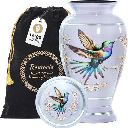 Remoria Green Urn for Ashes for Women & Men – Large Decorative Hummingbird Cremation Urns for Human Ashes Adult Female & Male, Ideal for Funeral and Memorial in Saudi Arabia