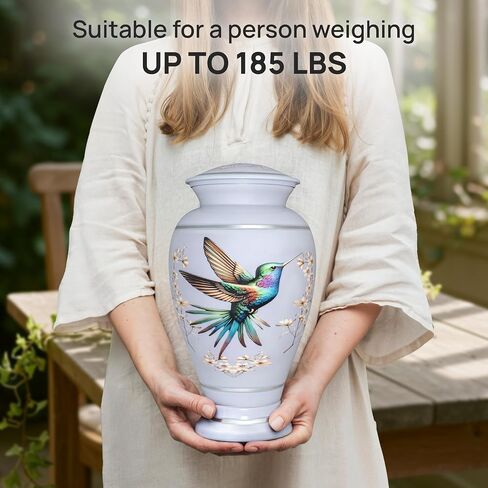 Remoria Green Urn for Ashes for Women & Men – Large Decorative Hummingbird Cremation Urns for Human Ashes Adult Female & Male, Ideal for Funeral and Memorial in Saudi Arabia