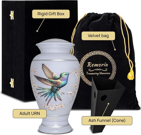 Remoria Green Urn for Ashes for Women & Men – Large Decorative Hummingbird Cremation Urns for Human Ashes Adult Female & Male, Ideal for Funeral and Memorial in Saudi Arabia
