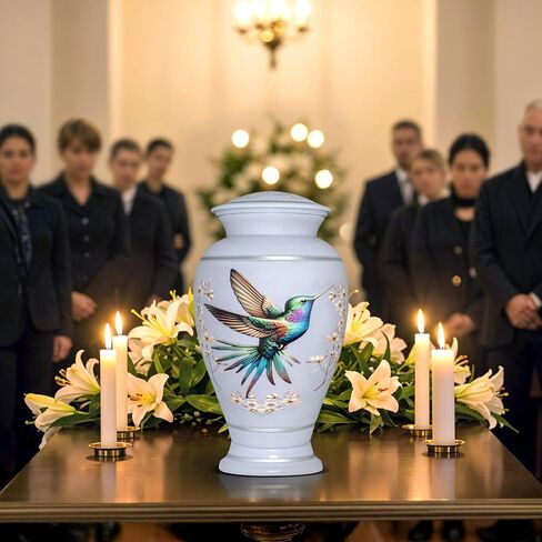 Remoria Green Urn for Ashes for Women & Men – Large Decorative Hummingbird Cremation Urns for Human Ashes Adult Female & Male, Ideal for Funeral and Memorial in Saudi Arabia