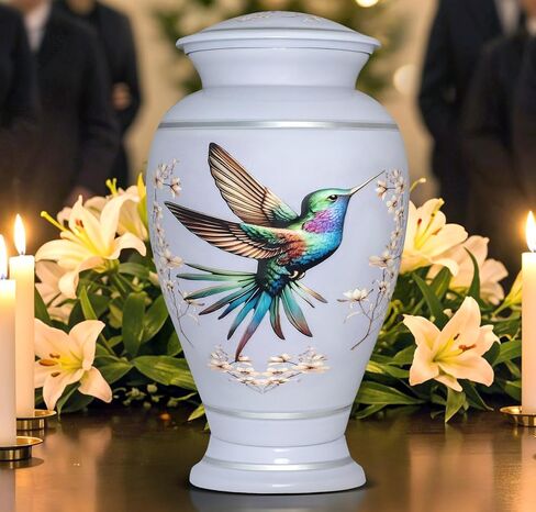 Remoria Green Urn for Ashes for Women & Men – Large Decorative Hummingbird Cremation Urns for Human Ashes Adult Female & Male, Ideal for Funeral and Memorial in Saudi Arabia