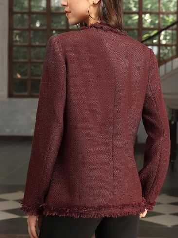 M.Infisavo سترات السترة Tweed للسيدات مع جيوب ، والأكمام الطويلة مفتوحة الأمامية Crewnecklylless الأنيقة الأنيقة كارديجان in Kuwait