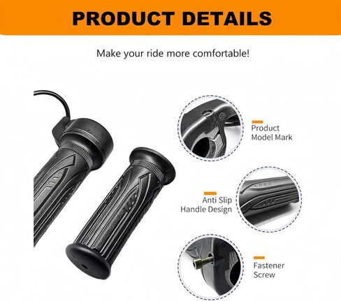 Ebike Full Twist Twist ، 3 دبوس قبضة Ebike Throttle مع مفصل مقاوم للماء ، 12-72 فولت خانق اليد اليمنى للدراجة الكهربائية الدراجات الكهربائية أو تحويل الدراجات الكهربائية لمقود 22.2 مم in Kuwait