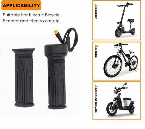 Ebike Full Twist Twist ، 3 دبوس قبضة Ebike Throttle مع مفصل مقاوم للماء ، 12-72 فولت خانق اليد اليمنى للدراجة الكهربائية الدراجات الكهربائية أو تحويل الدراجات الكهربائية لمقود 22.2 مم in Kuwait