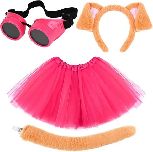 4 PCS Halloween Dog Costume Conser Cog Cogsband Tutu Skirt Tail و Steampunk Googles for Dress Up in Saudi Arabia