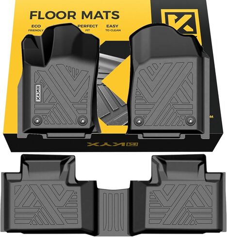 سجادات أرضية KYX لـ 2015-2023 F150 SuperCrew/Crew Cab، بطانات أرضية للحماية من جميع الأحوال الجوية للصف الأول والثاني من الأمام والخلف، سجادات السيارة TPE باللون الأسود in Kuwait