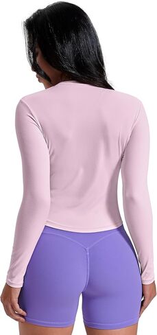 AVGO Workout Shirts for Women Slim Fit Long Sleeve Crop Tops Gym Shirt Running Breathable Athletic Clothes in Kuwait