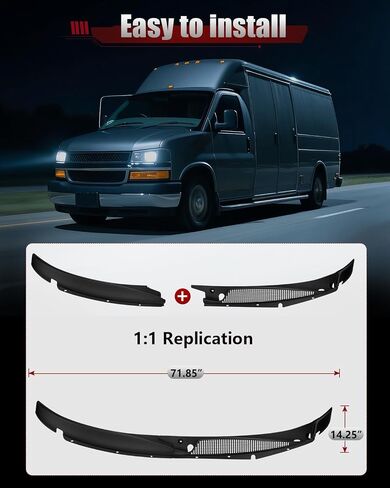 Oklpf Wiper Wiper Cowl Panel Grille متوافقة مع 1996-2017 Chevy Express GMC Savana 1500 2500 3500 ، استبدال 25826330 25826329 ، لوحة إدراج نافذة الأمامية اليسرى واليسر in Saudi Arabia
