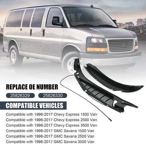 jdmspeed الزجاج الأمامي ممسحة المقعل المقعد مصببة متوافقة مع 1996-2017 Chevy Express GMC Savana 1500 2500 3500 اليسار واليمين غلاف النافذة الأمامية الإدراج الاستبدال#25826330 25826329 in Kuwait