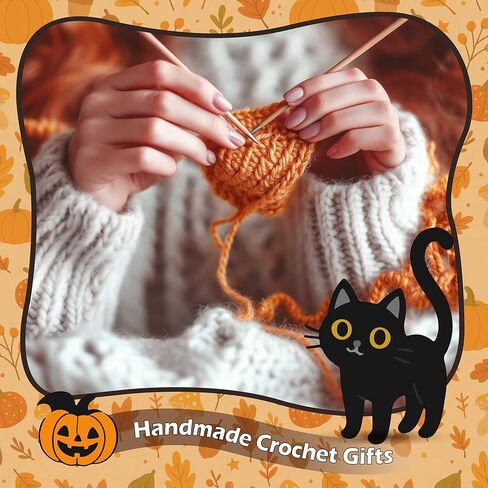 Hello Fall Mini Black Cat Pumpkin Crochet for Fall Table Decor – Small Cute Halloween Thanksgiving Gift for Cat Lovers Women Men Coworker Friends, Autumn Tiered Tray Shelf Desk Decorations in Kuwait