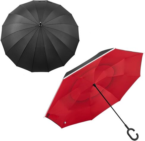 G4Free 54 Inch Large Windproof Umbrella Auto Open Classic Wooden J Handle 62 Inch Large Inverted Reverse Umbrella with C-Shaped Handle for Men Women in Saudi Arabia