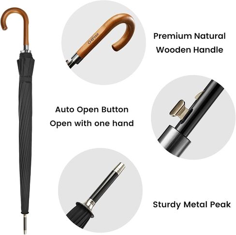 G4Free 54 Inch Large Windproof Umbrella Auto Open Classic Wooden J Handle 62 Inch Large Inverted Reverse Umbrella with C-Shaped Handle for Men Women in Saudi Arabia