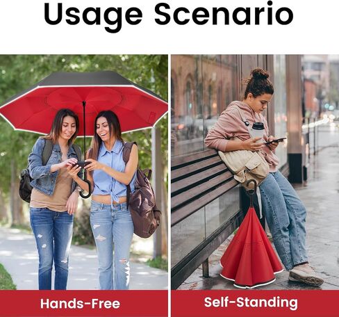 G4Free 54 Inch Large Windproof Umbrella Auto Open Classic Wooden J Handle 62 Inch Large Inverted Reverse Umbrella with C-Shaped Handle for Men Women in Saudi Arabia