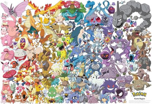 Buffalo Games - Pokemon - Kanto 151-1500 Piece Jigsaw Puzzle for Adults Challenging Puzzle Perfect for Game Nights - Finished Size 38.50 x 26.50 in Kuwait
