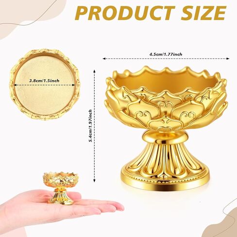 12 PCS Diwali Lotus Candle Holder Brass Gold Ghee Oil Lamp Holder Diya for Diwali Pooja Diyas Decoration Decorting for Pooja Buddha Home Decor in Saudi Arabia
