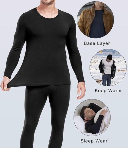 wirarpa Men's Cotton Long Johns Thermal Underwear Set Base Layer Lightweight Long Sleeve Top and Pajama Bottom in Saudi Arabia