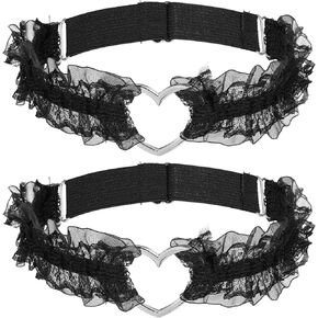 2 Pcs Lace Thigh Garter Heart Leg Garter Belt Adjustable Elastic Leg Garters Thigh Garters for Women, Black in Saudi Arabia