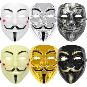 6 Pack V for Vendetta Mask ، Guy Fawkes Quality Anonymous Hacker Cosplay Party Mask ، Halloween ، Carnival ، Massion Partys in Saudi Arabia