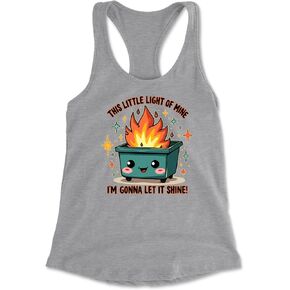 This Little Light of Mine Dumpster Fire Smile Face Racerback Tank Top for Women, Soft, Flattering Fit in Saudi Arabia