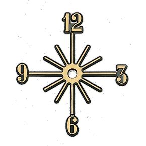 4 "Sunburst البلاستيك ساعة الحائط ، الذهب والأسود ، الأرقام العربية in Kuwait