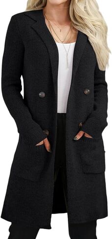 CiCiBird Women's Fall Long Cardigan Sweater Open Front Knit Coats Dressy Casual Jacket Coatigan with Pockets in Saudi Arabia