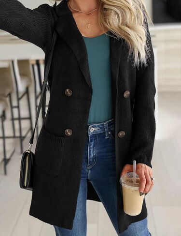 CiCiBird Women's Fall Long Cardigan Sweater Open Front Knit Coats Dressy Casual Jacket Coatigan with Pockets in Saudi Arabia