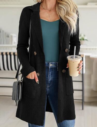 CiCiBird Women's Fall Long Cardigan Sweater Open Front Knit Coats Dressy Casual Jacket Coatigan with Pockets in Saudi Arabia