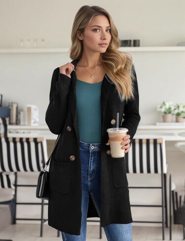 CiCiBird Women's Fall Long Cardigan Sweater Open Front Knit Coats Dressy Casual Jacket Coatigan with Pockets in Saudi Arabia